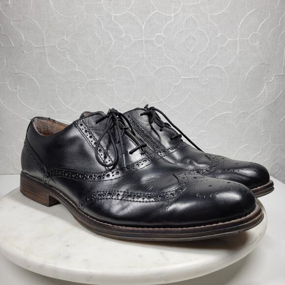 Dockers Leather Wingtip Dress Shoes Men 13M Black Oxford Leather Lace Up Classic - Picture 1 of 14